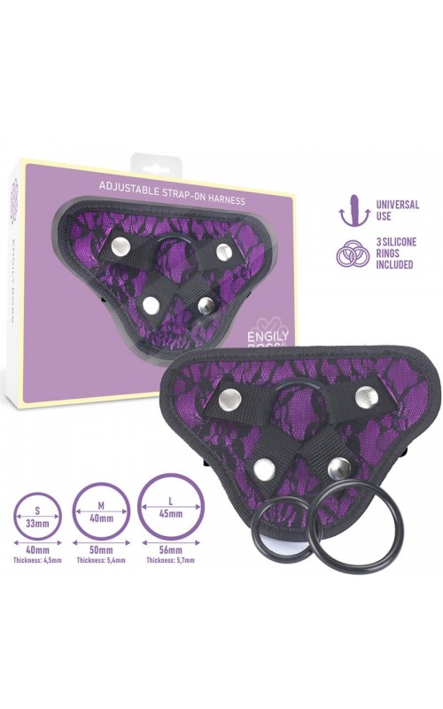 Miley Universal Adjustable Harness with 3 Silicone Rings Purple	