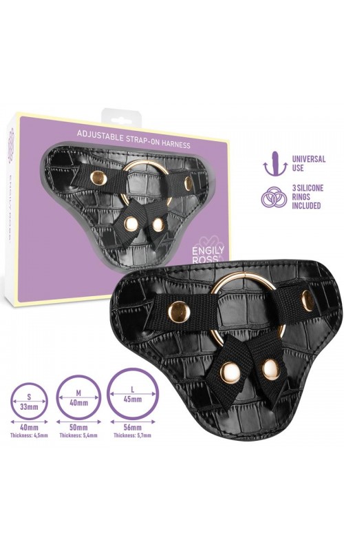 Roxane Universal Adjustable Harness with 3 Silicone Rings Black	