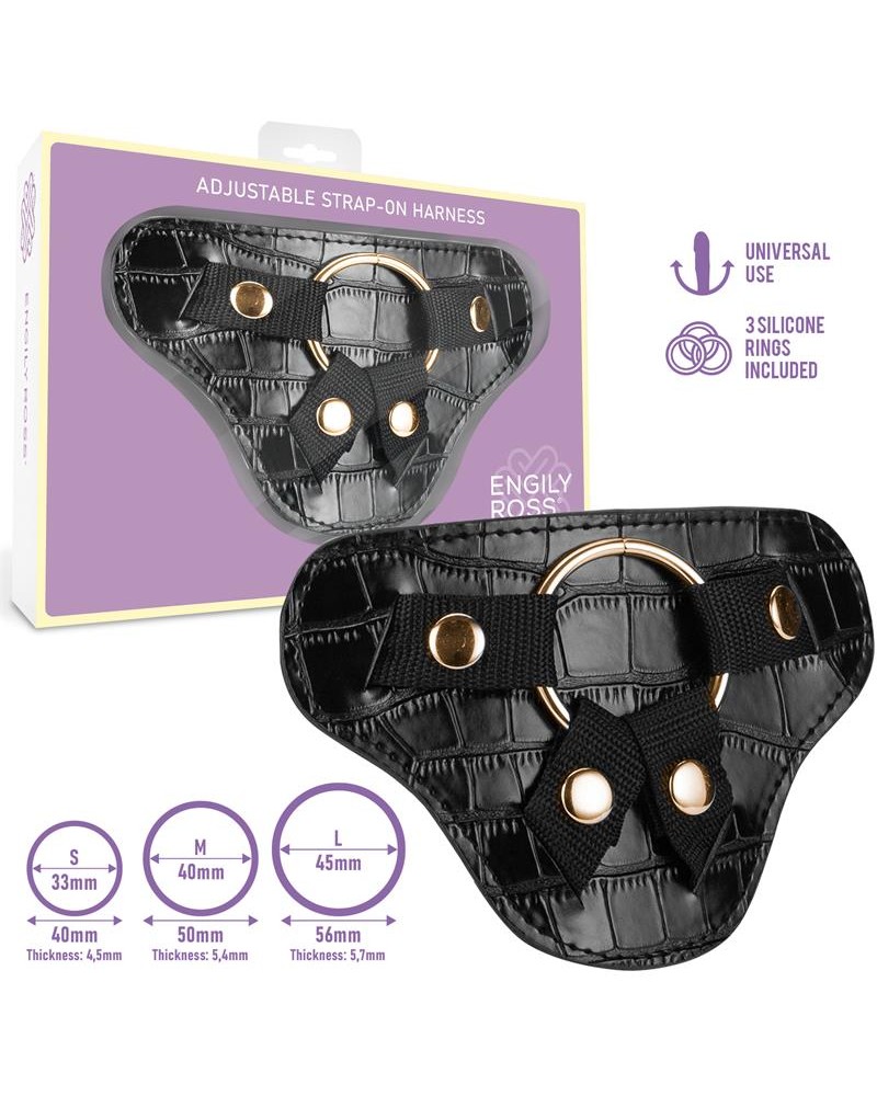 Roxane Universal Adjustable Harness with 3 Silicone Rings Black	