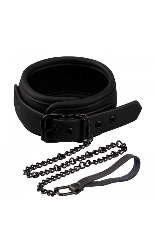 INTOYOU BLACK SHADOW- Collar with Leash Vegan Leather INTOYOU BLACK SHADOW- Collar with Leash Vegan Leather