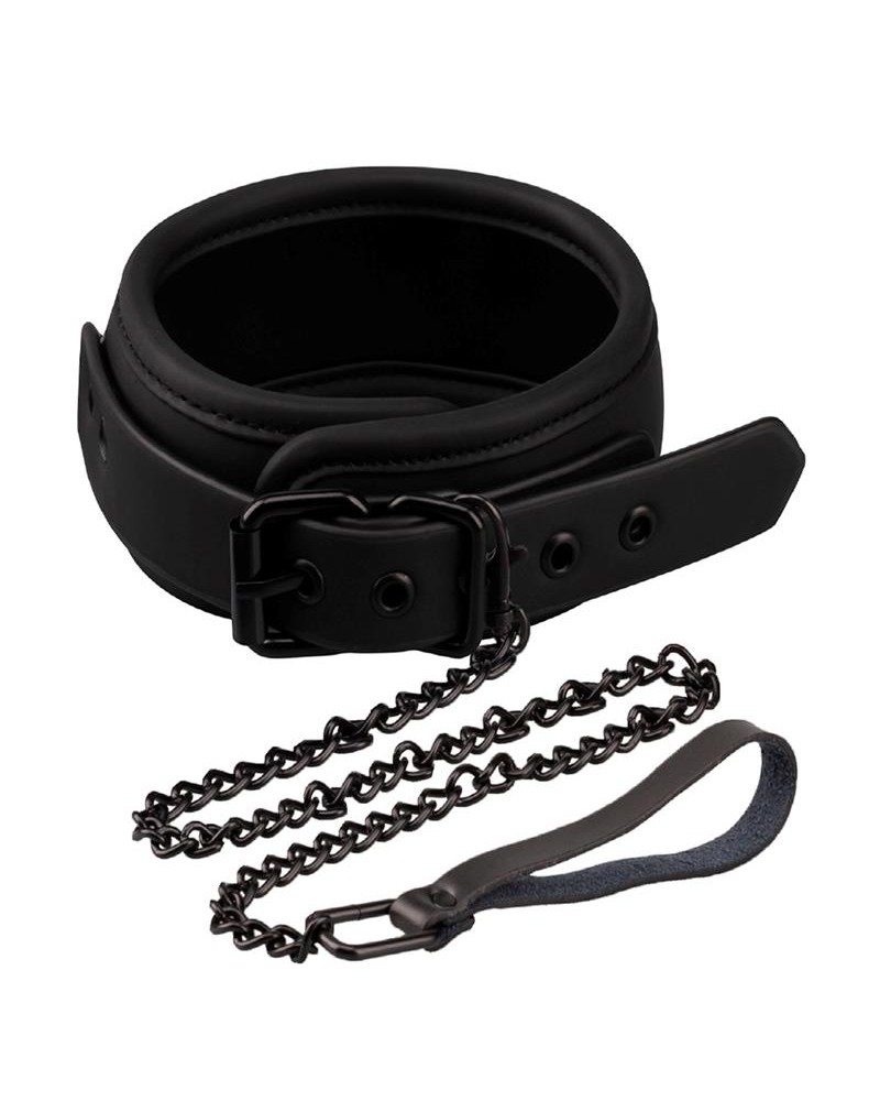 INTOYOU BLACK SHADOW- Collar with Leash Vegan Leather INTOYOU BLACK SHADOW- Collar with Leash Vegan Leather