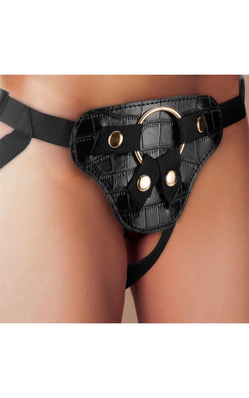 Roxane Universal Adjustable Harness with 3 Silicone Rings Black	
