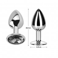 Butt Plug with Jewel Diamond White Size M Aluminium