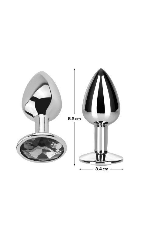 Butt Plug with Jewel Diamond White Size M Aluminium