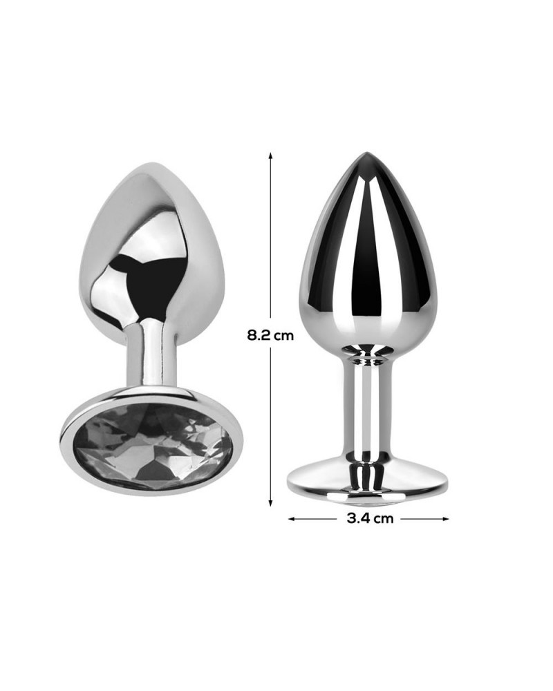 Butt Plug with Jewel Diamond White Size M Aluminium