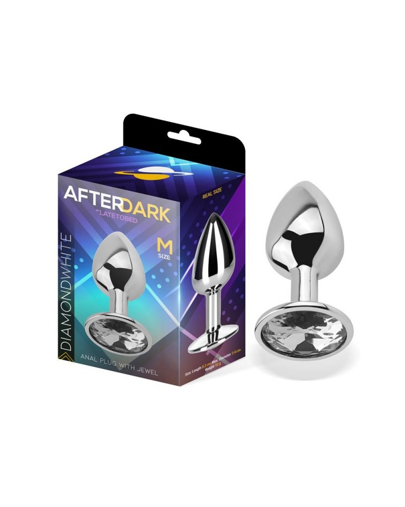 Butt Plug with Jewel Diamond White Size M Aluminium