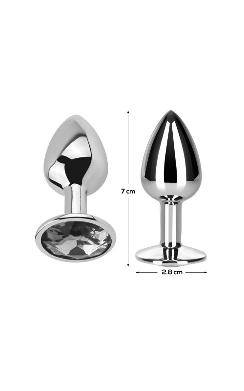 Butt Plug with Jewel Diamond White Size S Aluminium