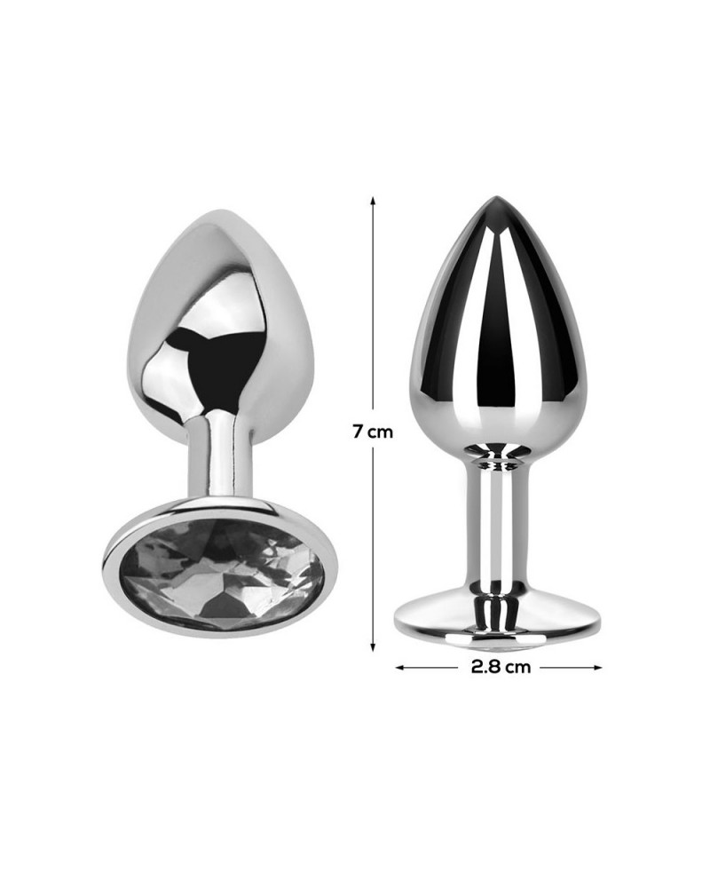 Butt Plug with Jewel Diamond White Size S Aluminium
