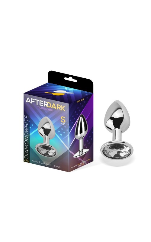 Butt Plug with Jewel Diamond White Size S Aluminium
