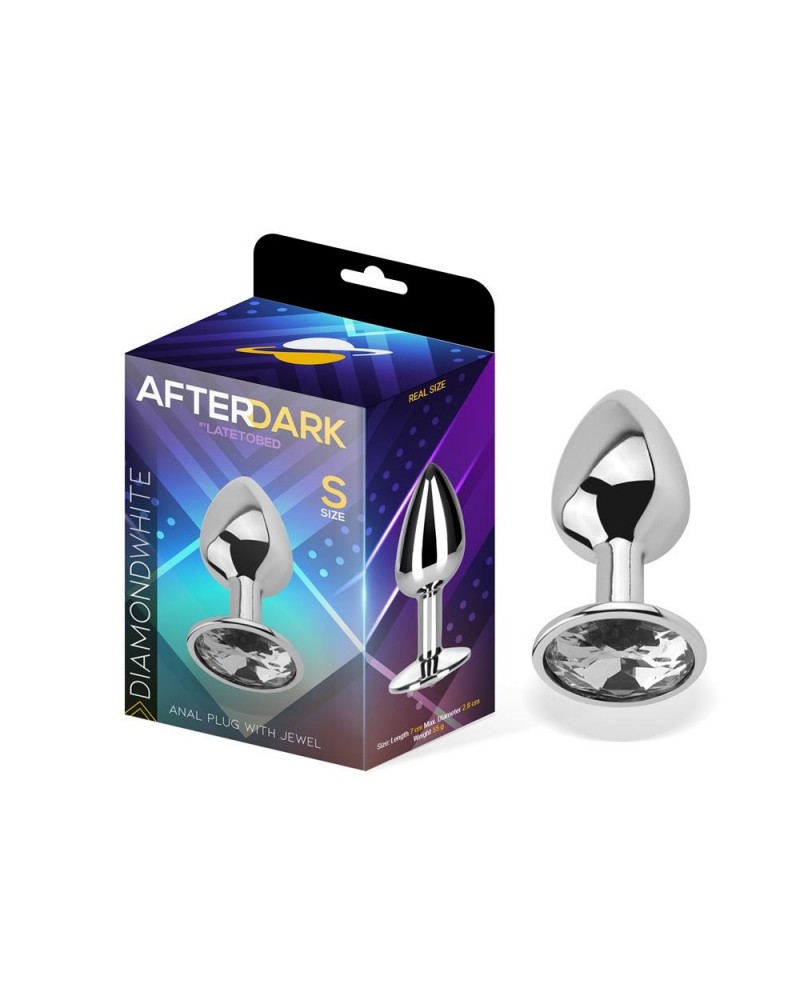 Butt Plug with Jewel Diamond White Size S Aluminium