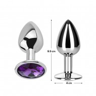 Butt Plug with Jewel Purple Amethyst Size L Aluminium