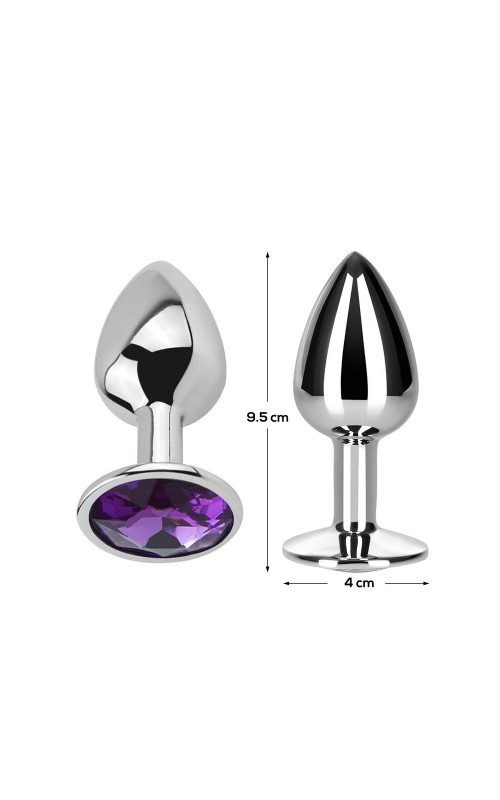 Butt Plug with Jewel Purple Amethyst Size L Aluminium