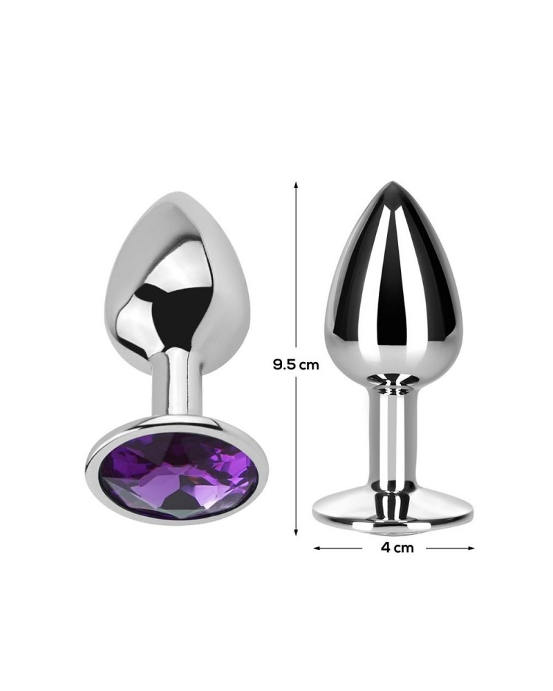 Butt Plug with Jewel Purple Amethyst Size L Aluminium