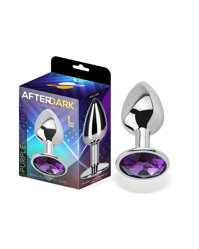 Butt Plug with Jewel Purple Amethyst Size L Aluminium