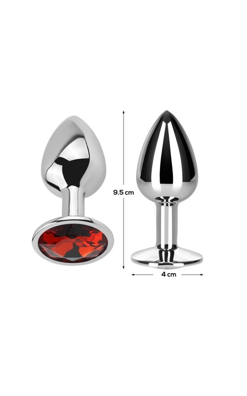 Butt Plug with Jewel Red Rubby Size L Aluminium