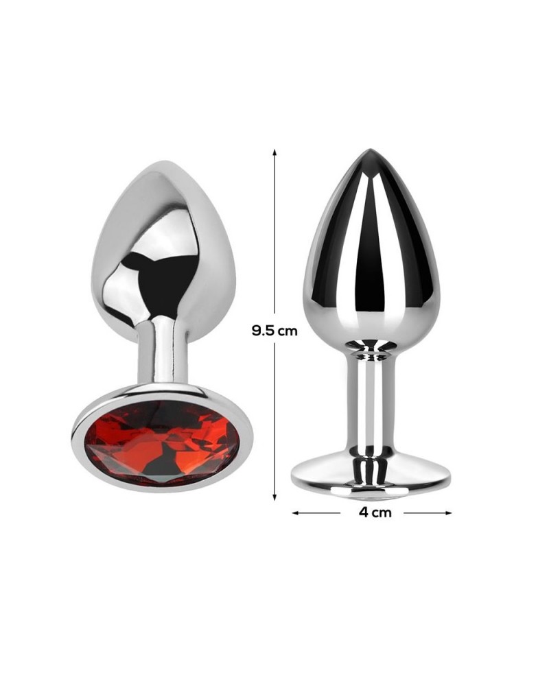 Butt Plug with Jewel Red Rubby Size L Aluminium
