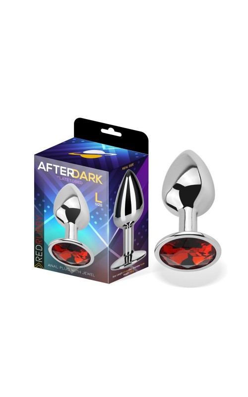 Butt Plug with Jewel Red Rubby Size L Aluminium