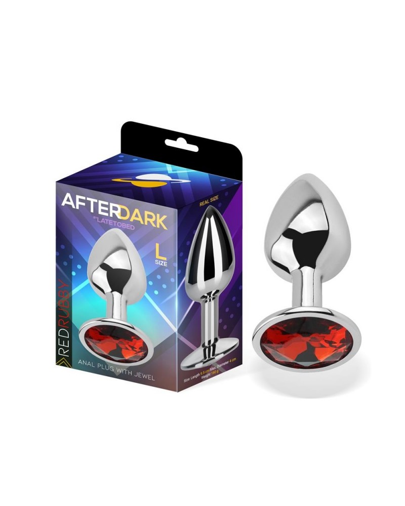 Butt Plug with Jewel Red Rubby Size L Aluminium