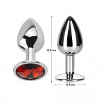Butt Plug with Jewel Red Rubby Size M Aluminium