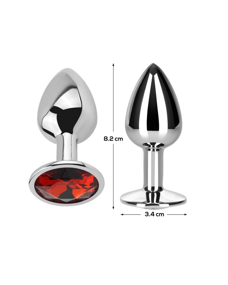 Butt Plug with Jewel Red Rubby Size M Aluminium