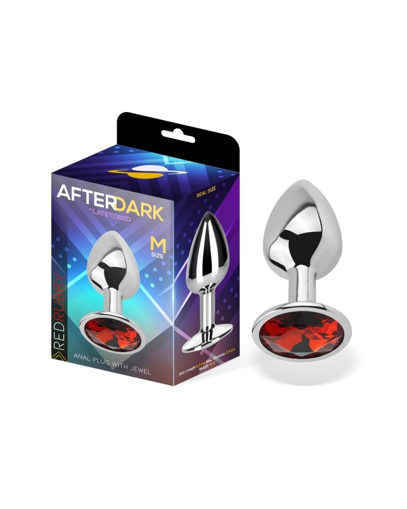 Butt Plug with Jewel Red Rubby Size M Aluminium