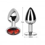 Butt Plug with Jewel Red Rubby Size S Aluminium