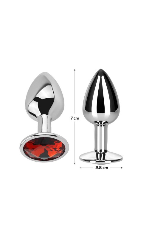 Butt Plug with Jewel Red Rubby Size S Aluminium