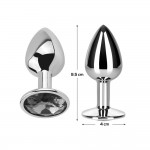 Butt Plug with Jewel White Diamond White Size L Aluminium
