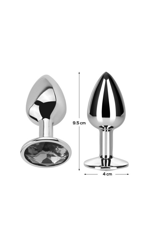 Butt Plug with Jewel White Diamond White Size L Aluminium