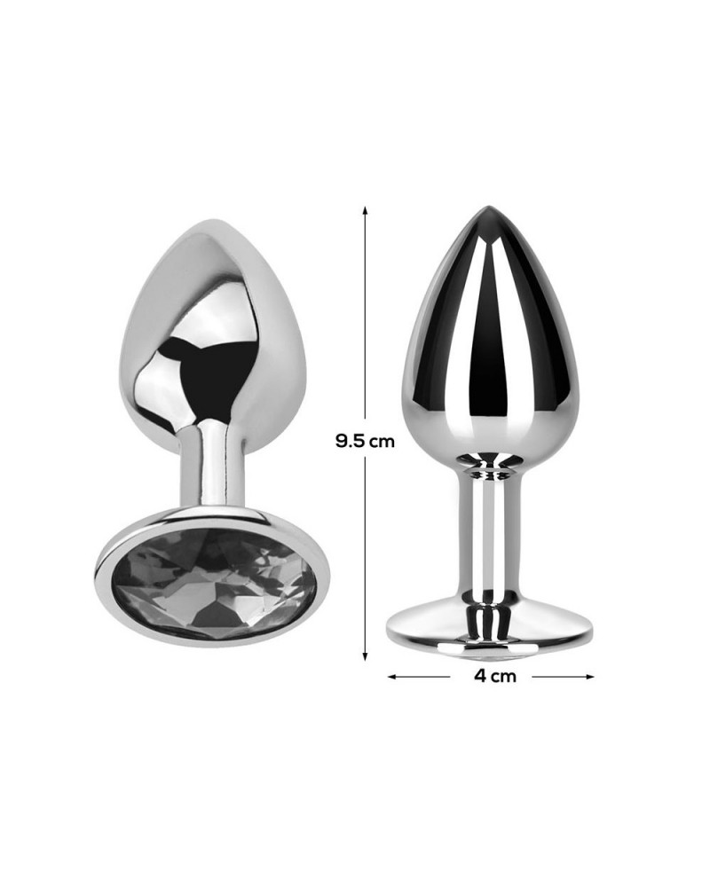 Butt Plug with Jewel White Diamond White Size L Aluminium