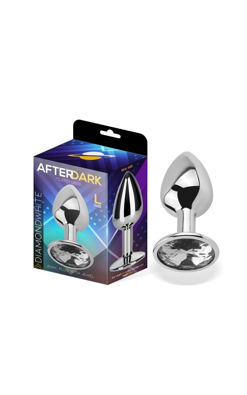Butt Plug with Jewel White Diamond White Size L Aluminium