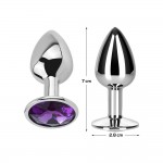 Purple Amethyst Butt Plug with Jewel Size S Aluminium