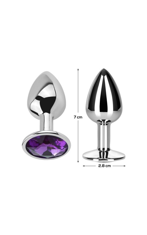 Purple Amethyst Butt Plug with Jewel Size S Aluminium