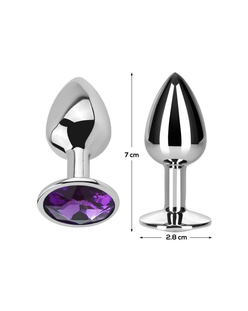 Purple Amethyst Butt Plug with Jewel Size S Aluminium