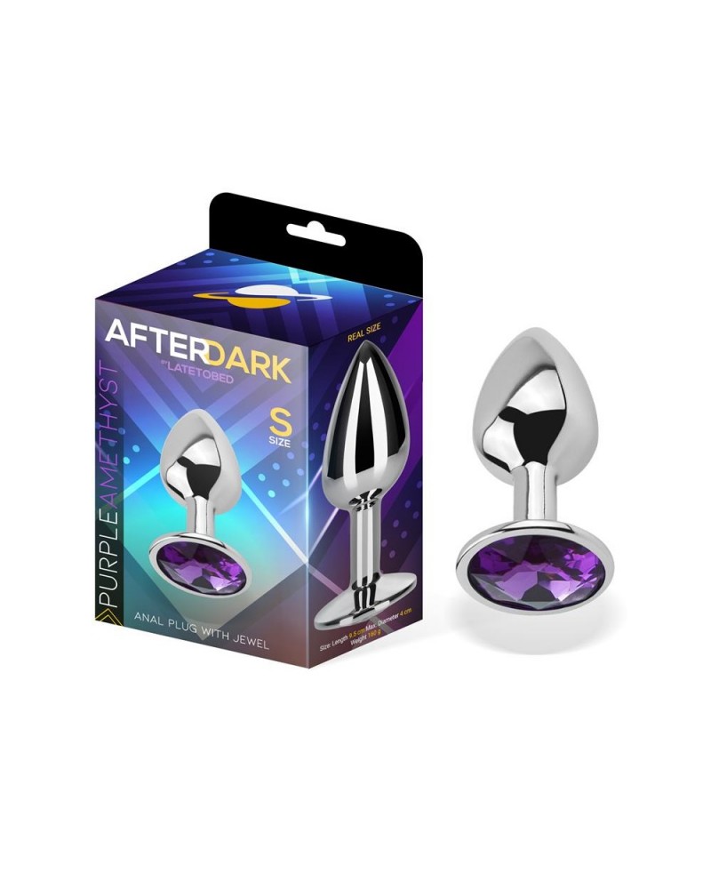 Purple Amethyst Butt Plug with Jewel Size S Aluminium