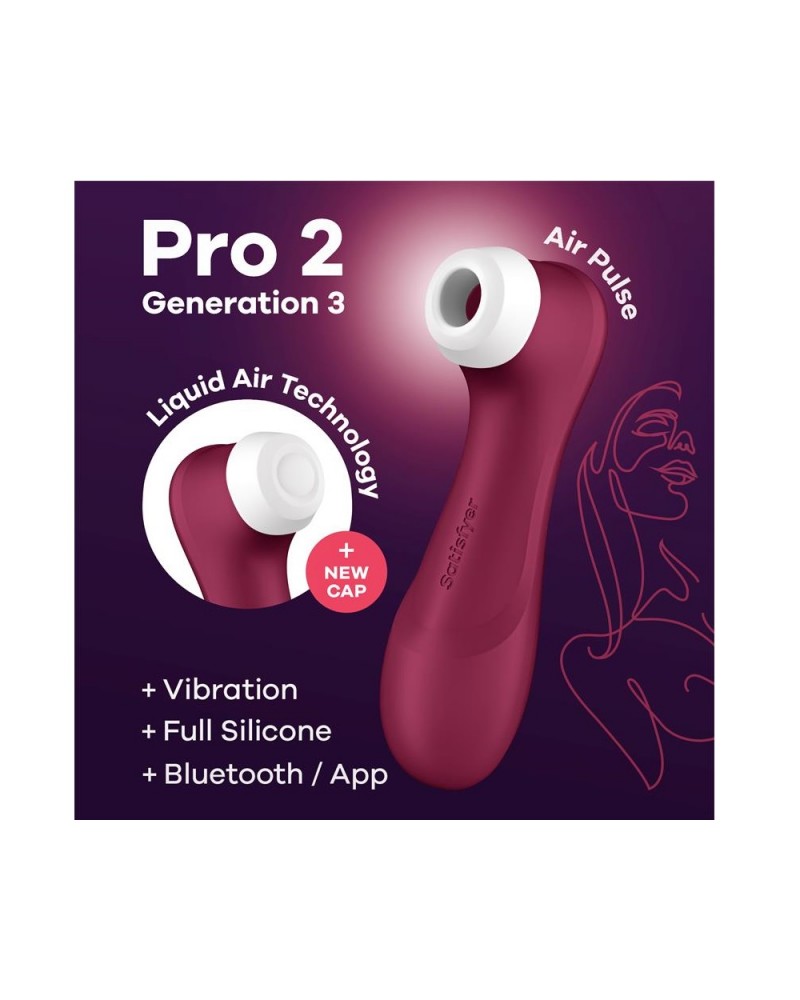 SATISFYER Pro 2 Gene 3 Liquid Air Technology Suction and Vibration App Connect Wine Red SATISFYER Pro 2 Gene 3 Liquid Air Technology Suction and Vibration App Connect Wine Red