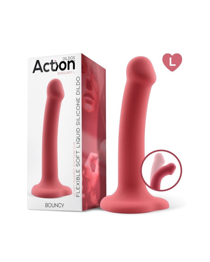 Bouncy Liquid Silicone Dildo Hiper Flexible 7.5" - 19 cm Size L Burgundy