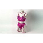 Ophelia's Dream Lingerie - 3 piece set with chocker and x pasties purple