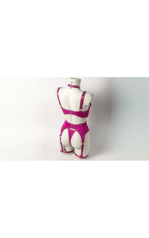 Ophelia's Dream Lingerie - 3 piece set with chocker and x pasties purple