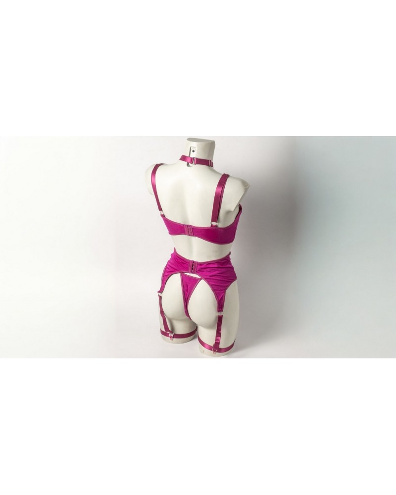 Ophelia's Dream Lingerie - 3 piece set with chocker and x pasties purple