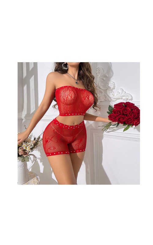 Ophelia's Dream Lingerie- Red Fishnet Set