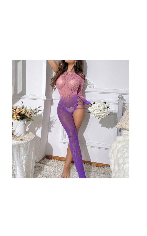 Ophelia's Dream Lingerie- Fishnet Catsuit purple/pink