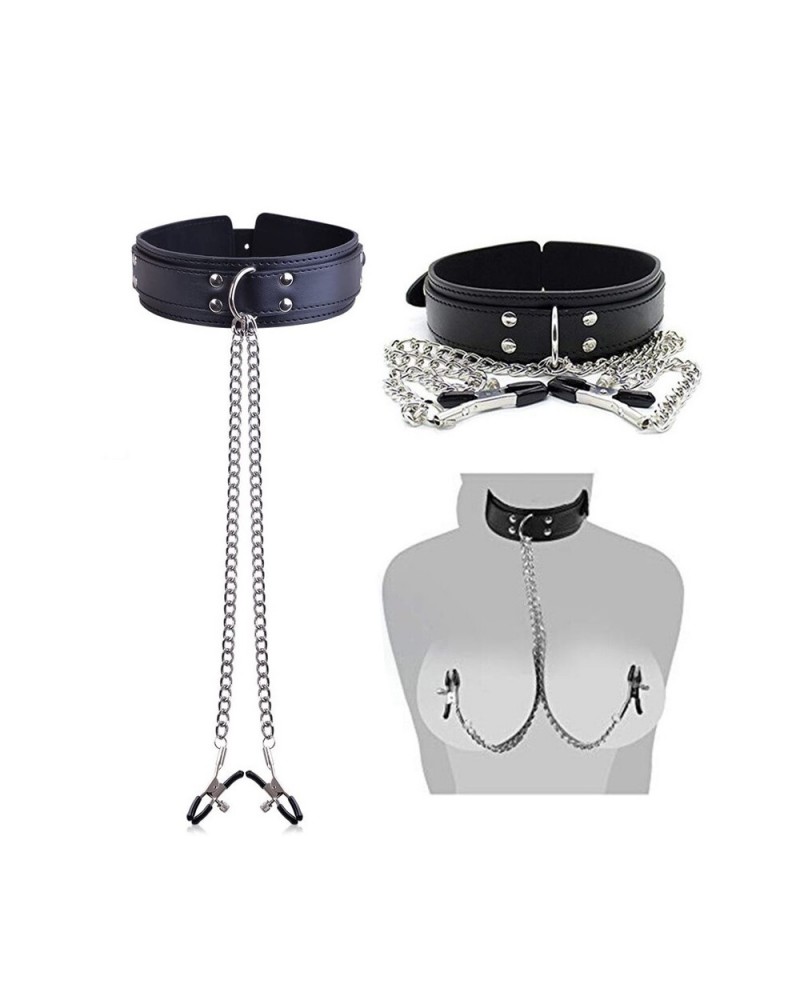 Ophelia's Dream Toys- Collar with nipple clamps Ophelia's Dream Toys- Collar with nipple clamps