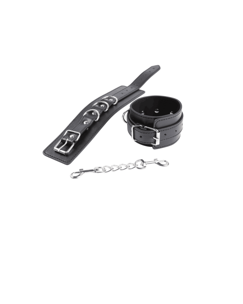 Ophelia's Dream Toys- Black Faux Leather Cuffs with 3 loops