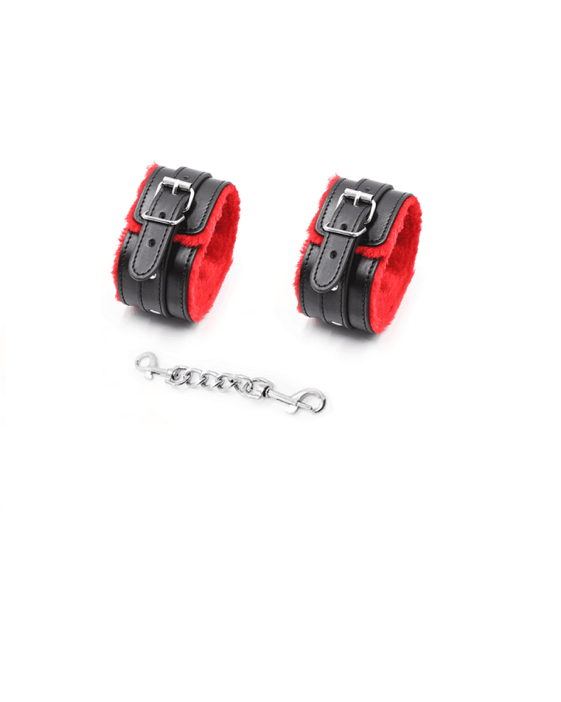 Ophelia's Dream Toys- Black Faux Leather Cuffs with Red Lining