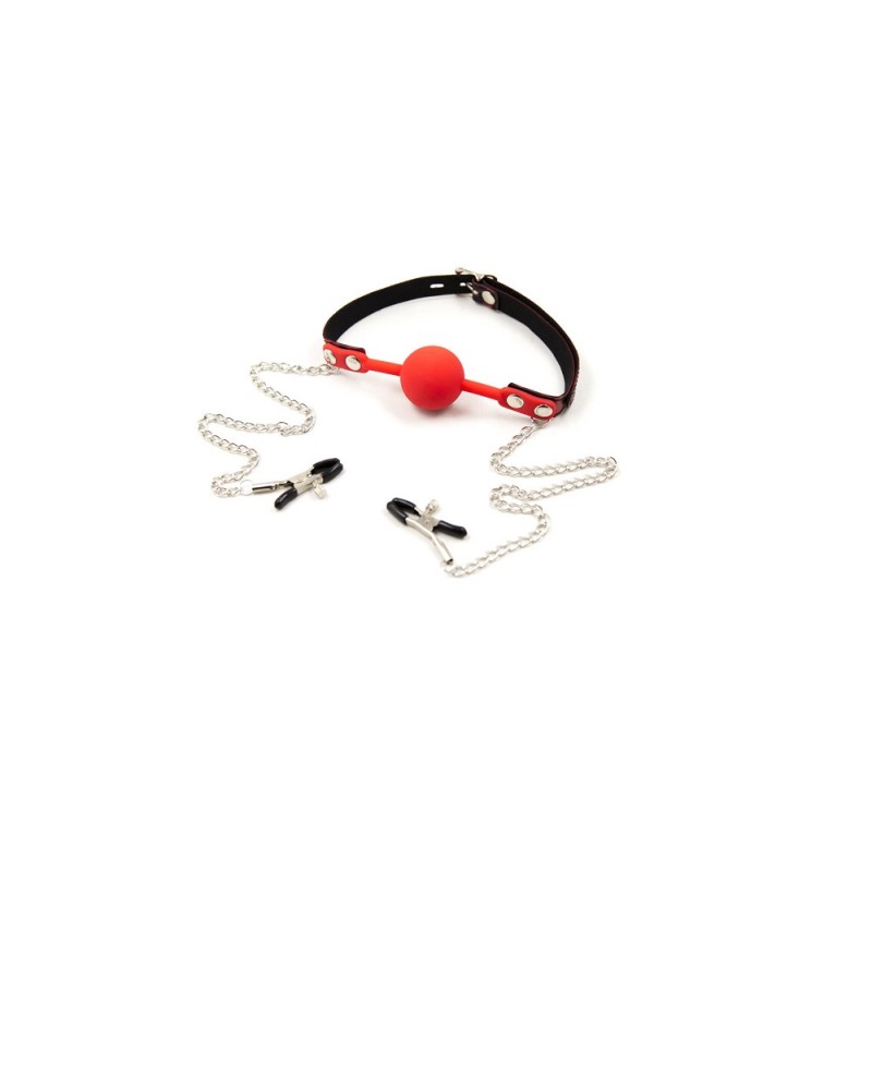Ophelia's Dream Toys - Ball Gag with Nipple Clamps