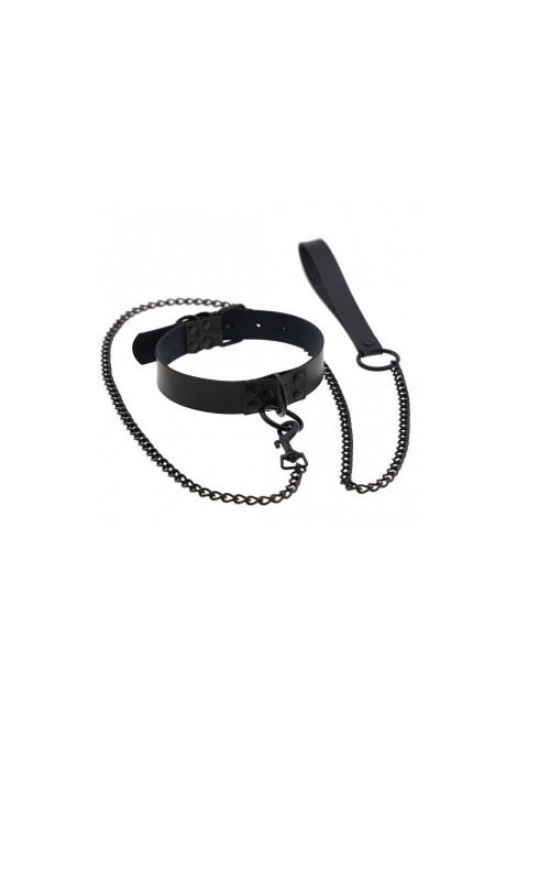 Ophelia's Dream Toys- Faux Leather Collar with Chain