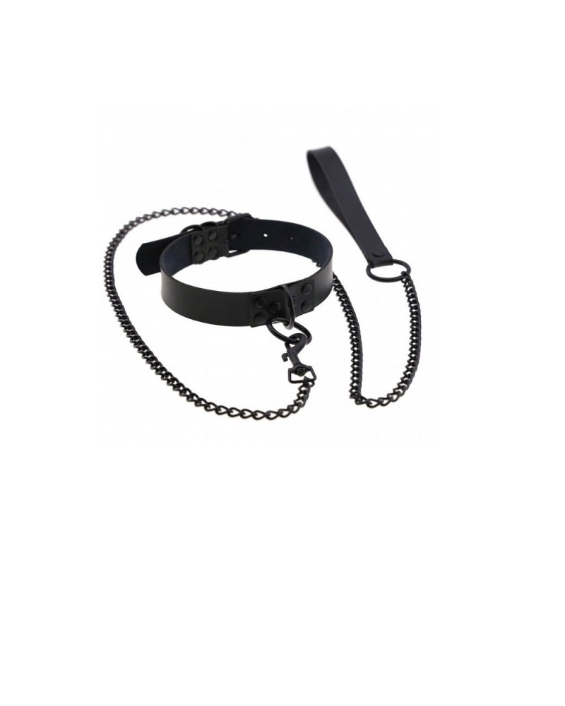 Ophelia's Dream Toys- Faux Leather Collar with Chain