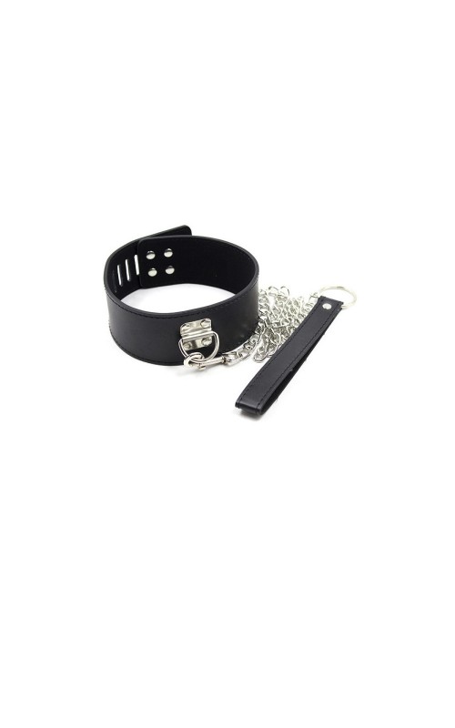 Ophelia's Dream Toys- Padlock Faux Leather Collar with Chain