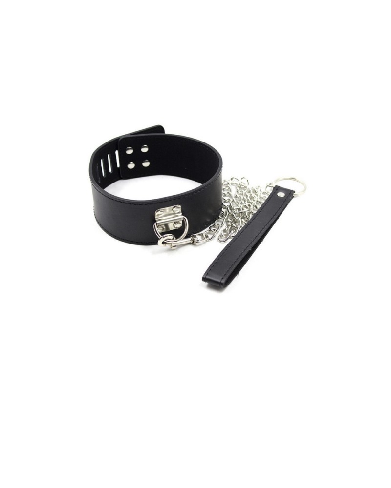 Ophelia's Dream Toys- Padlock Faux Leather Collar with Chain